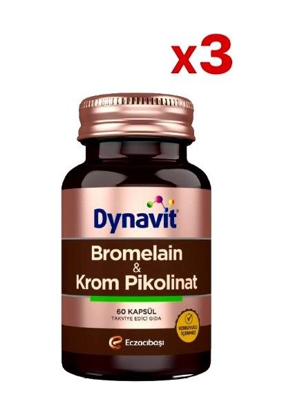 Bromelain Krom Pikolinat 60 Kapsül - 3 Adet