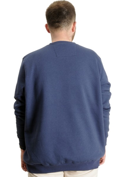 Büyük Erkek Sweatshirt Bisiklet Yaka Mode 23529 Indigo