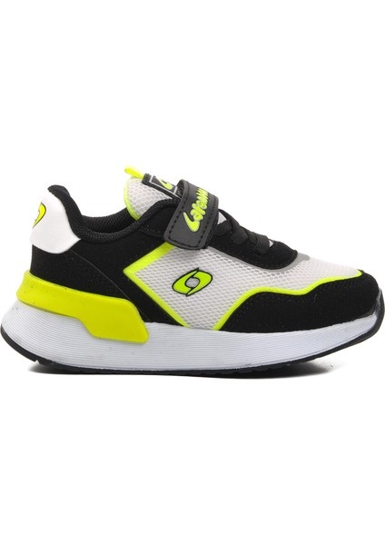 730-P Siyah-Beyaz-Fosfor Sarı Çocuk Spor Ayakkabı