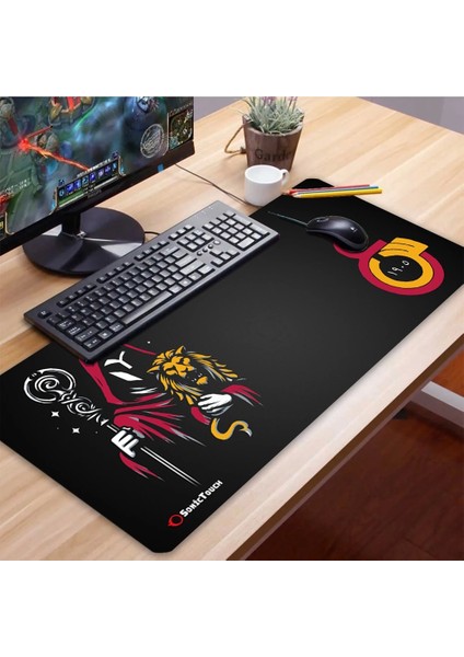 SonicTouch UltraGrand Derin GS Taraftar 1905 Dikişsiz Xxl Gamer Oyuncu Sarı Kırmızı Klavye Mouse Pad 40x90Cm