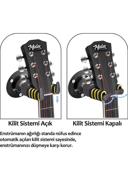 GPR-652X 2'Lİ SET Üst Kalite Gitar Duvar Askısı Standı Aparatı (2 Adet) fiyatları