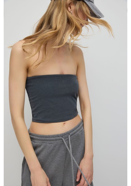Straplez Büstiyer Bandeau Top Üst