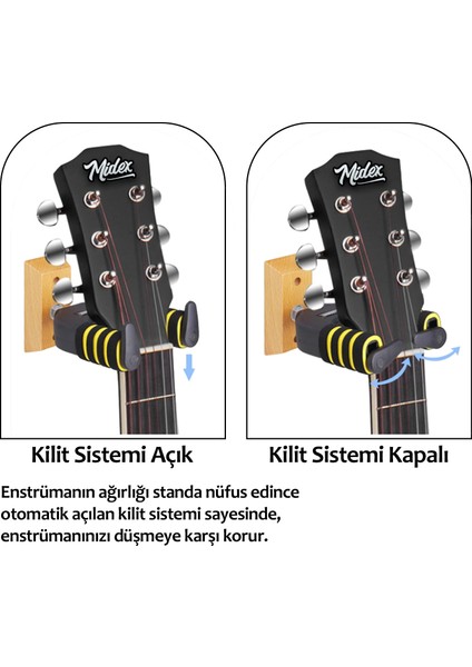 GPR-653X 2'Lİ SET Üst Kalite Gitar Duvar Askısı Standı Aparatı (2 Adet)