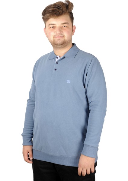 Erkek Sweatshirt Polo Vnz Selanik 20440 Mavi