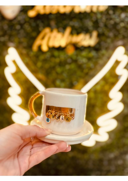 Saf Altın Işlemeli Kişiye Özel Seramik Fincan