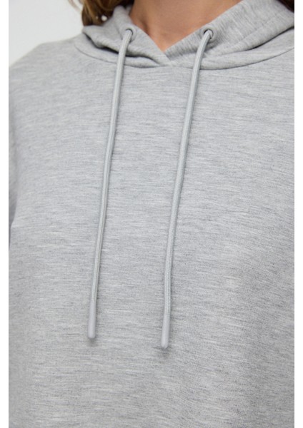 Yumuşak Dokulu Soft Touch Kapüşonlu Crop Sweatshirt