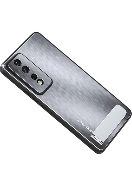 Honor 80 Gt 5g Kickstand Telefon Kılıfı Tpu Çerçeve Fırçalanmış Alüminyum Alaşım Arka Kapak (Yurt Dışından)