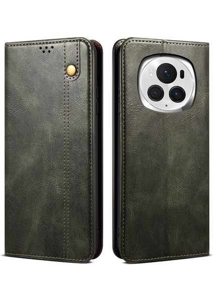 Honor Magic6 5g Pu Deri Cüzdan Telefon Kapağı Ağdalı Çılgın At Dokusu (Yurt Dışından)