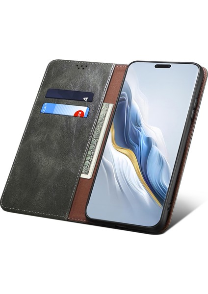 Honor Magic6 5g Pu Deri Cüzdan Telefon Kapağı Ağdalı Çılgın At Dokusu (Yurt Dışından)