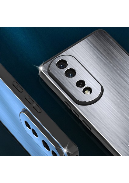 Honor 80 5g Tpu Çerçeve Alüminyum Alaşım Geri Fırçalanmış Cep Telefonu Kapağı Için Telefon Kickstand Case (Yurt Dışından)