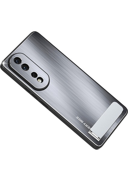 Honor 80 5g Tpu Çerçeve Alüminyum Alaşım Geri Fırçalanmış Cep Telefonu Kapağı Için Telefon Kickstand Case (Yurt Dışından)
