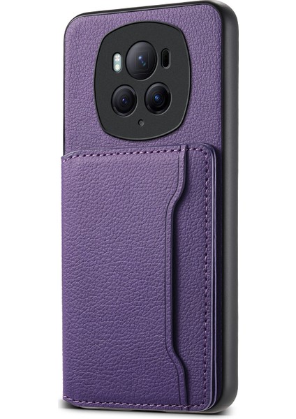 Honor Magic6 Pro 5g Kickstand Drop-Proof Deri Kaplamalı Pc + Tpu Arka Telefon Kapağı (Yurt Dışından)