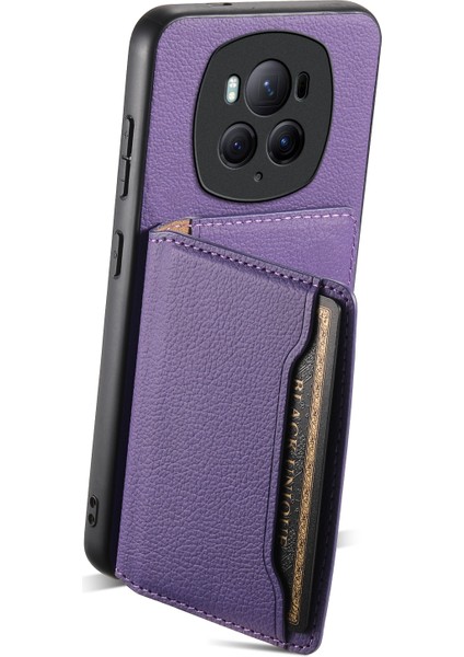Honor Magic6 Pro 5g Kickstand Drop-Proof Deri Kaplamalı Pc + Tpu Arka Telefon Kapağı (Yurt Dışından)