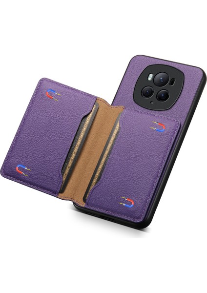Honor Magic6 Pro 5g Kickstand Drop-Proof Deri Kaplamalı Pc + Tpu Arka Telefon Kapağı (Yurt Dışından)