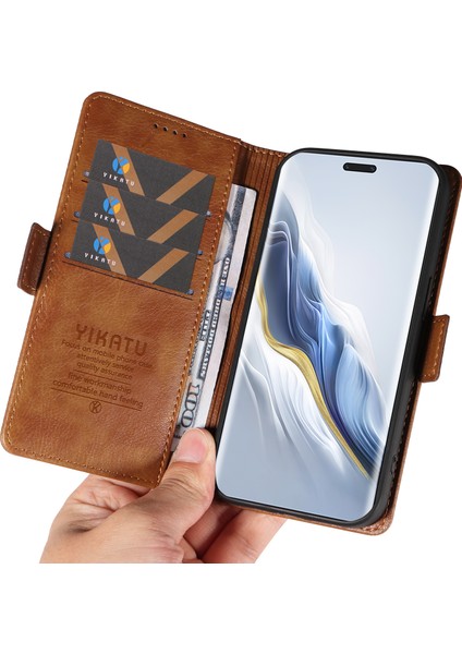 Honor Magic6 Pro 5g Folio Cüzdan Litchi Doku Deri Telefon Kapağı (Yurt Dışından)