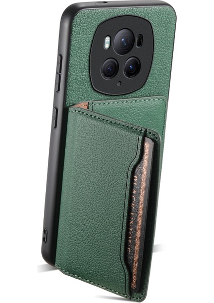 Honor Magic6 Pro 5g Kickstand Drop-Proof Deri Kaplamalı Pc + Tpu Arka Telefon Kapağı (Yurt Dışından)