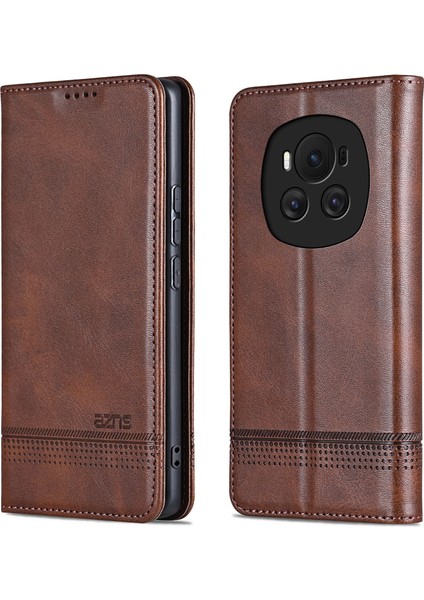 Honor Magic6 5g Cüzdan Sığır Derisi Doku Pu Deri Telefon Kapağı (Yurt Dışından)