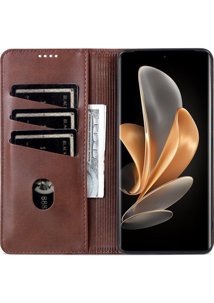 Honor Magic6 5g Cüzdan Sığır Derisi Doku Pu Deri Telefon Kapağı (Yurt Dışından)