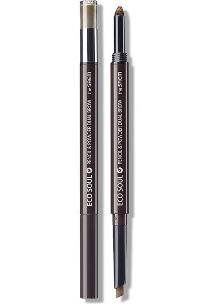 Eco Soul Pencil & Powder Dual - 2’si 1 Arada Kaş Kalemi 01 Natural Brown