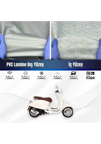 Ultra Shop Vespa Primavera 50 Red Su Geçirmez Motosiklet Branda 4 Mevsime Uygun Motor Branda