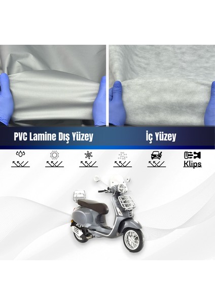 Ultra Shop Vespa Primavera 50 Touring Su Geçirmez Motosiklet Branda 4 Mevsime Uygun Motor Branda