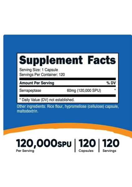 Serrapeptase 120 000 Spu 120 Capsules - Vegetarian 3536 fırsatları