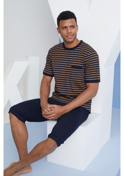 Erkek Sarı Kısa Kol Şortlu Pijama Takım 2058