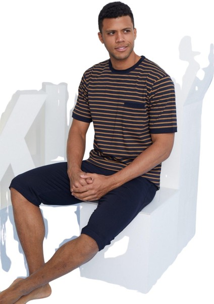 Erkek Sarı Kısa Kol Şortlu Pijama Takım 2058