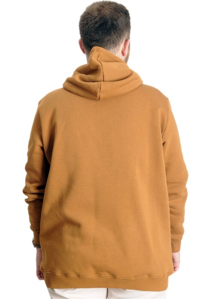 Büyük Beden Erkek Sweat Kanguru Cep Easy Adventure 23527 Camel