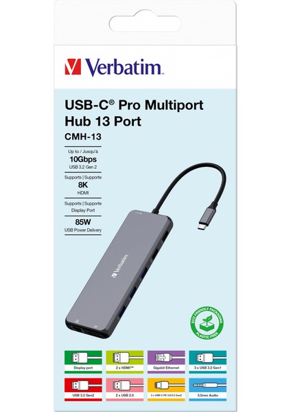 Verbatım 32153 Usb-C Pro 13 Port Çok Bağlantılı Hub Cmh-13