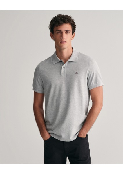 Erkek Gri Regular Fit Logolu Polo 2210.93