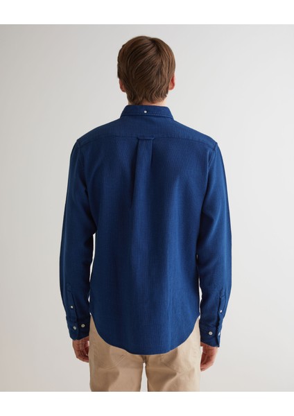 Erkek Lacivert Regular Fit Düğmeli Yaka Gömlek 3240043.989