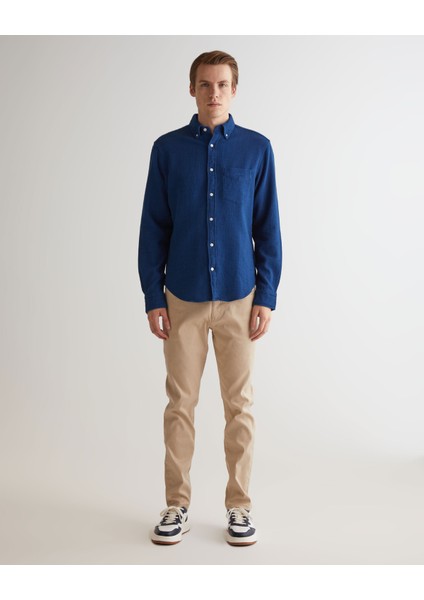 Erkek Lacivert Regular Fit Düğmeli Yaka Gömlek 3240043.989