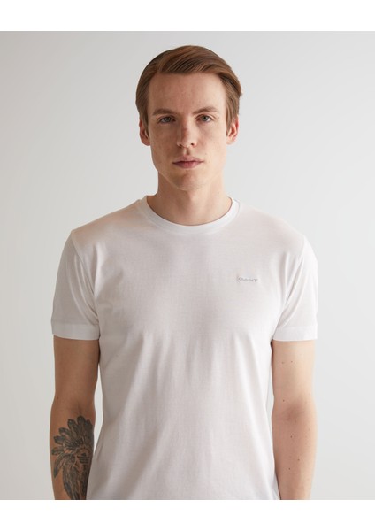 Erkek Beyaz Slim Fit Bisiklet Yaka T-Shirt 2013035.110 fırsatları