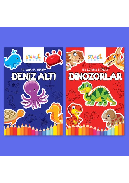 Ilk Boyama Kitabım 2'li Set - Deniz Altı / Dinozorlar