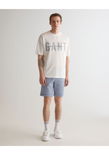 Erkek Krem Oversize Fit Bisiklet Yaka Logolu T-Shirt 2324142T.113