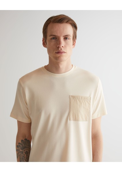 Erkek Krem Regular Fit Bisiklet Yaka T-Shirt 2324145T.130