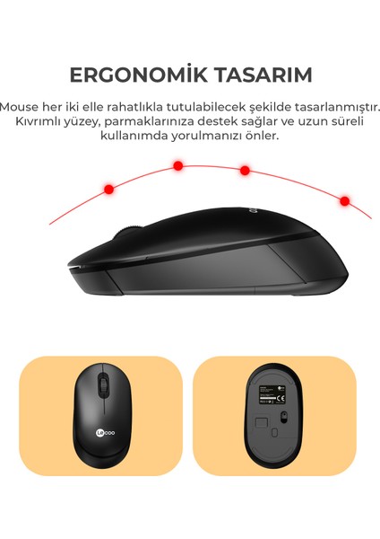 KW210 Kablosuz Türkçe Q Klavye & Mouse Set Siyah