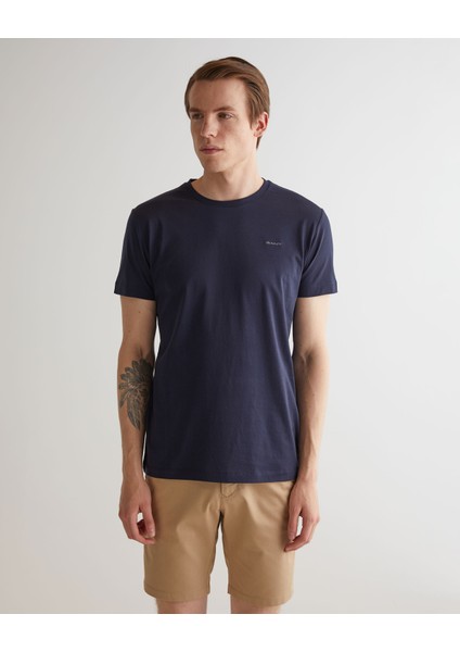 Erkek Lacivert Slim Fit Bisiklet Yaka T-Shirt 2013035.433