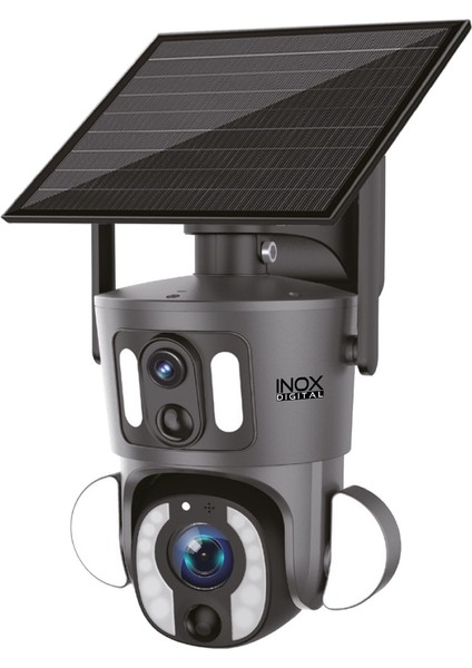 INOX-224 3+3 Megapiksel Dual Lens 4g Solar Sim Kartlı Ip Kamera Güneş Enerji