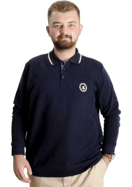 Büyük Beden Erkek Sweat Polo Selanik Horse 23440 Lacivert