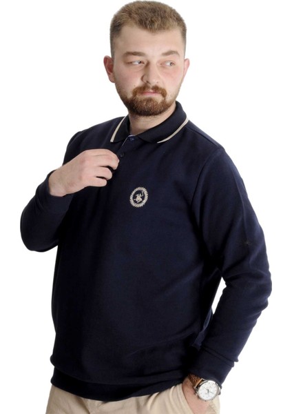 Büyük Beden Erkek Sweat Polo Selanik Horse 23440 Lacivert fiyatları