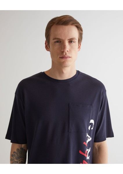 Erkek Lacivert Regular Fit Bisiklet Yaka Logolu T-Shirt 2324137T.433 fırsatları