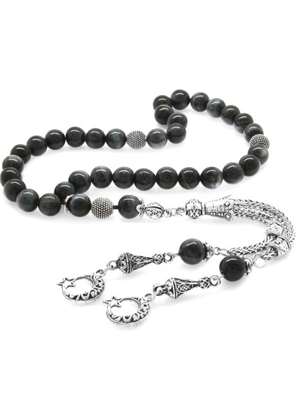 Kararmaz Metal Ayyıldız Püsküllü Küre Kesim Gri Kaplangözü Doğaltaş Tesbih modelleri