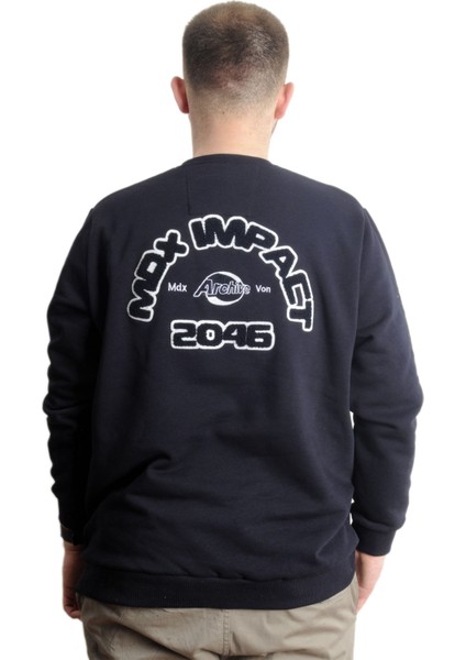 Büyük Beden Erkek Sweathirt Bisiklet Yaka Nakışlı Sweat 23525 Lacivert fırsatları