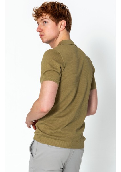Erkek Regular Fit Yazlık Rahat Gömlek Yaka T-Shirt