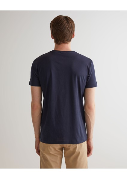 Erkek Lacivert Slim Fit Bisiklet Yaka T-Shirt 2013035.433