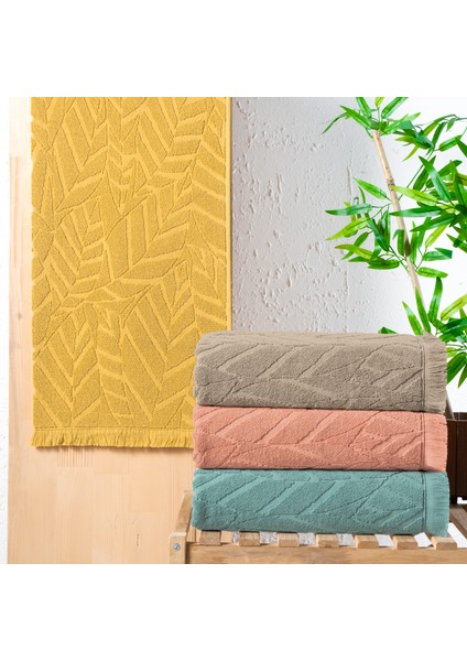 Modern Jakarlı Havlu 70X140 Cm-Hardal