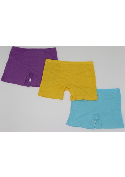 Kız 3'lü Jakarlı Boxer Short