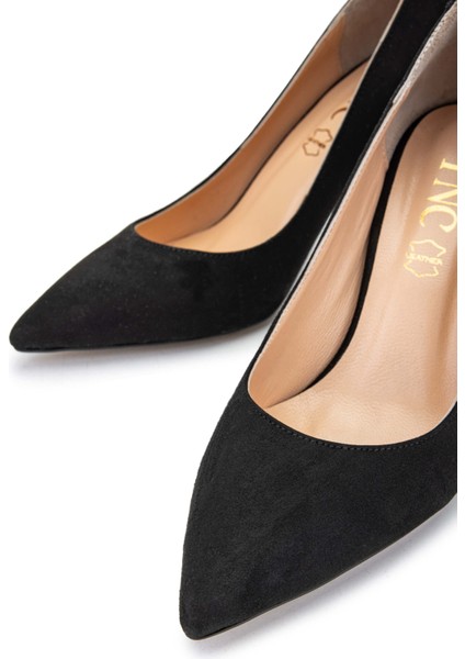Kadın Vegan Siyah/gold Stiletto Ayakkabı 886 1988 Bn Ayk SK23/24 Syh Suet/gold